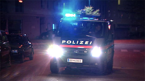 Blaulicht und Einsatzfahrzeuge in der Nacht (Rettung und Polizei)