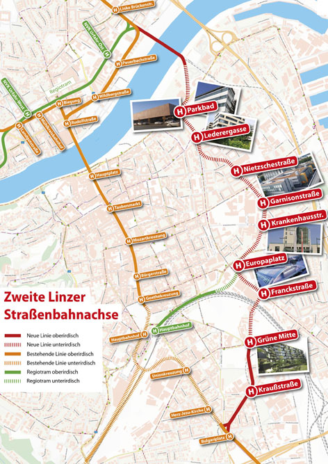 Stadt Linz und Land OÖ haben sich auf Trassenplan für die zweite Straßenbahnachse geeinigt